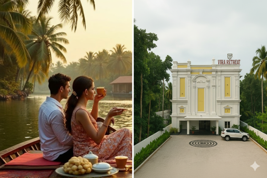 Kollam with Hotel Viraj Retreat and JK Royal Cruise Houseboat